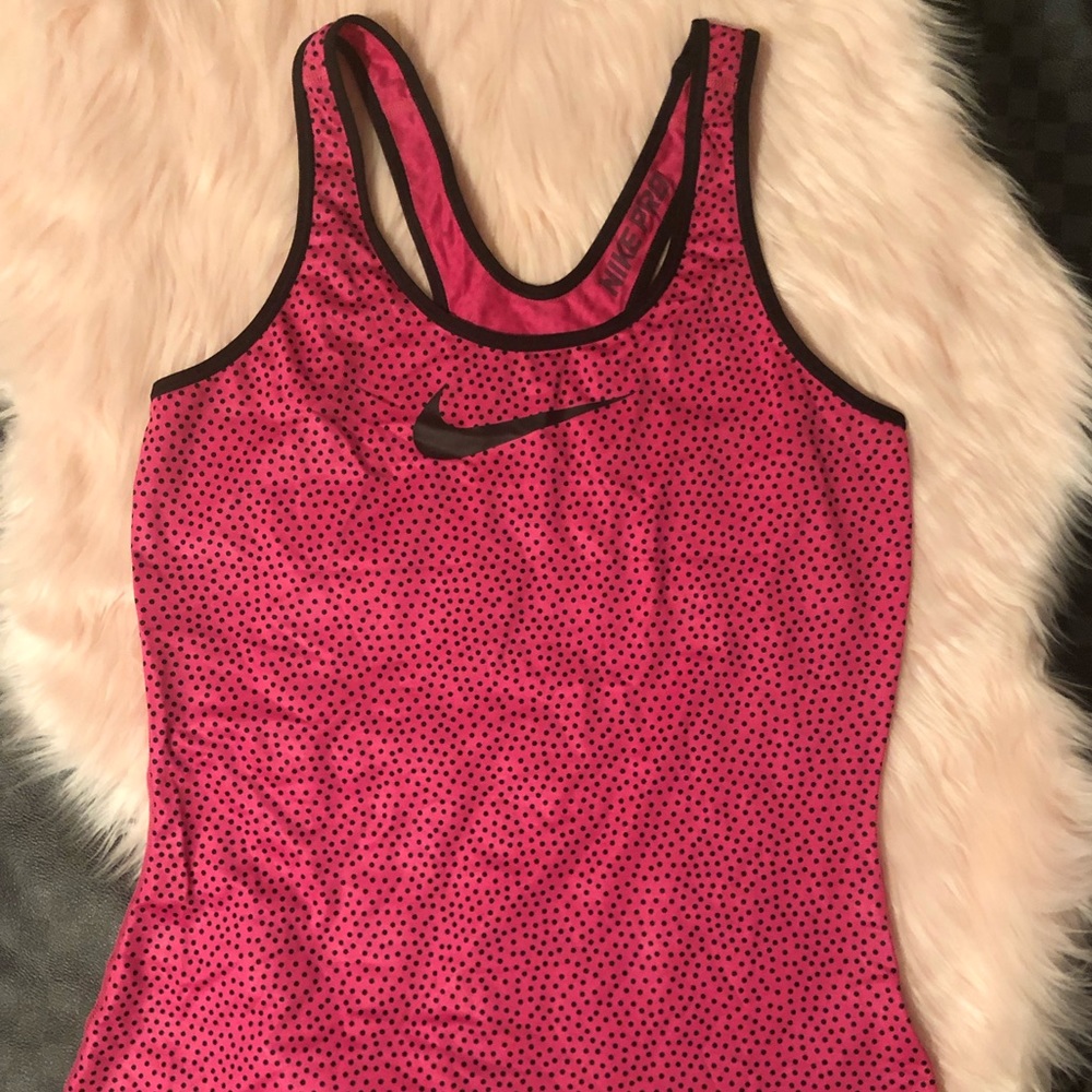 Nike Pro Drifit Pink Polka Dot Racerback Tank Top - Picture 5 of 8